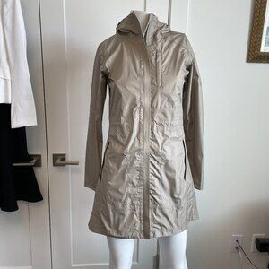 Columbia Omni Tech Arcadia II Waterproof Full Zip Hooded Rain Jacket Lt Khaki XS